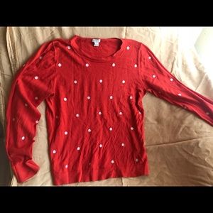 J. Crew red and white polka dot sweater